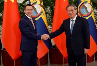 El presidente Daniel Noboa y el primer ministro chino Li Qiang discutieron sobre los proyectos de inversión y obra pública en Ecuador. 
