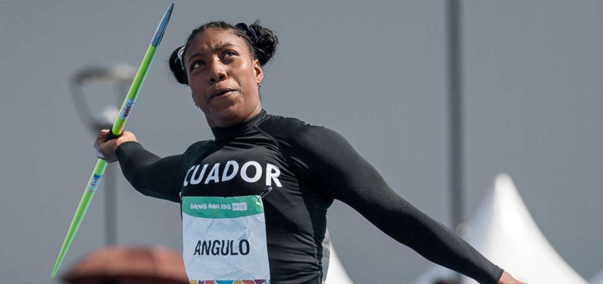 La atleta orense Juleisy Angulo, durante uno de sus lanzamientos de jabalina, en los Juegos Ol&iacute;mpicos de la Juventud que se desarrollan en Argentina.