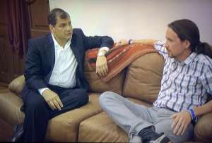 El encuentro entre Correa e Iglesias se dio la tarde del pasado martes. FOTO: Tomada de la cuenta de Twitter @Pablo_Iglesias_