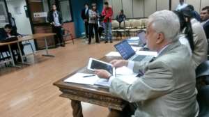 El fiscal general del Estado, Galo Chiriboga, durante la audiencia en la CNJ. Foto: Fiscal&iacute;a 