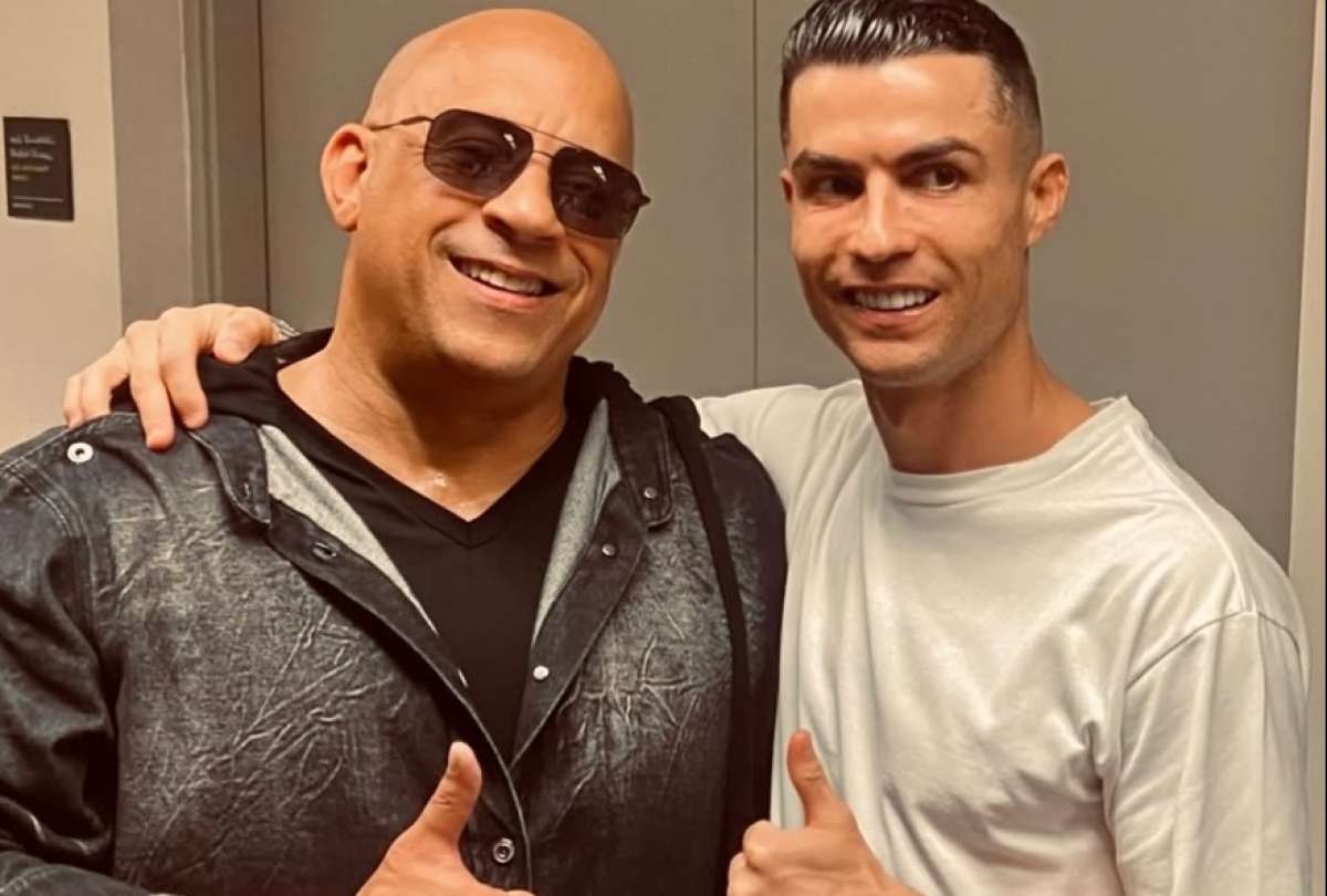 El actor Vin Diesel (izq.) junto al futbolista Cristiano Ronaldo. 
