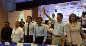 El acto de conformaci&oacute;n de Compromiso Ecuador se realiz&oacute; en el Centro de Convenciones de Guayaquil. FOTO: Cuenta de Twitter @Johanna_Ramos