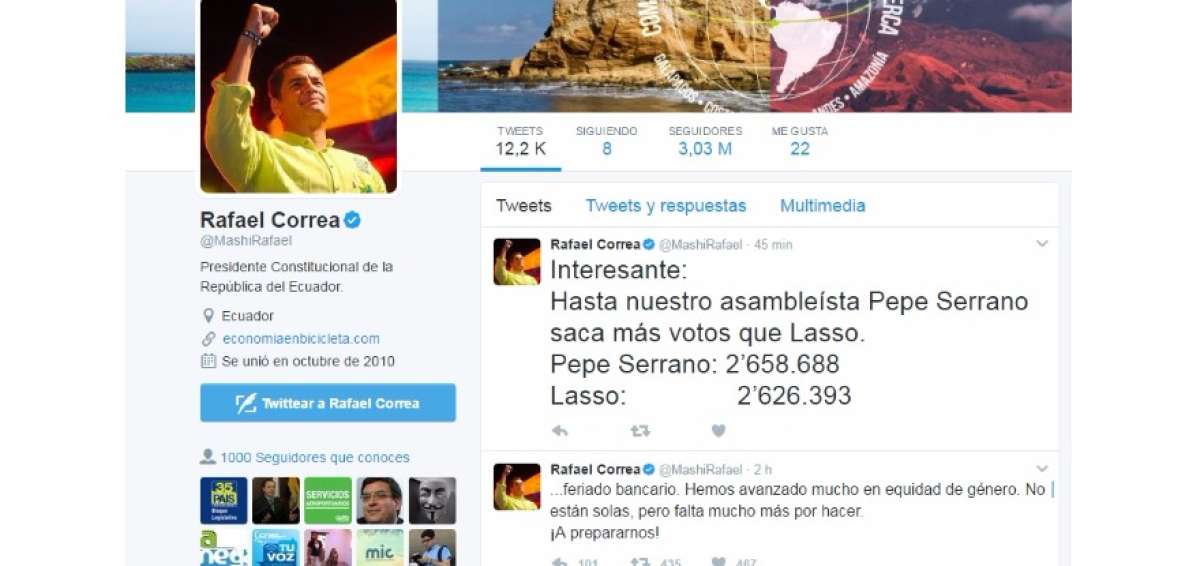 Correa: "Hasta Pepe Serrano saca m&aacute;s votos que Lasso"