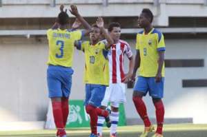 Los elementos "tricolores" festejan los tantos alcanzados. Foto tomada de la p&aacute;gina web de la Conmebol
