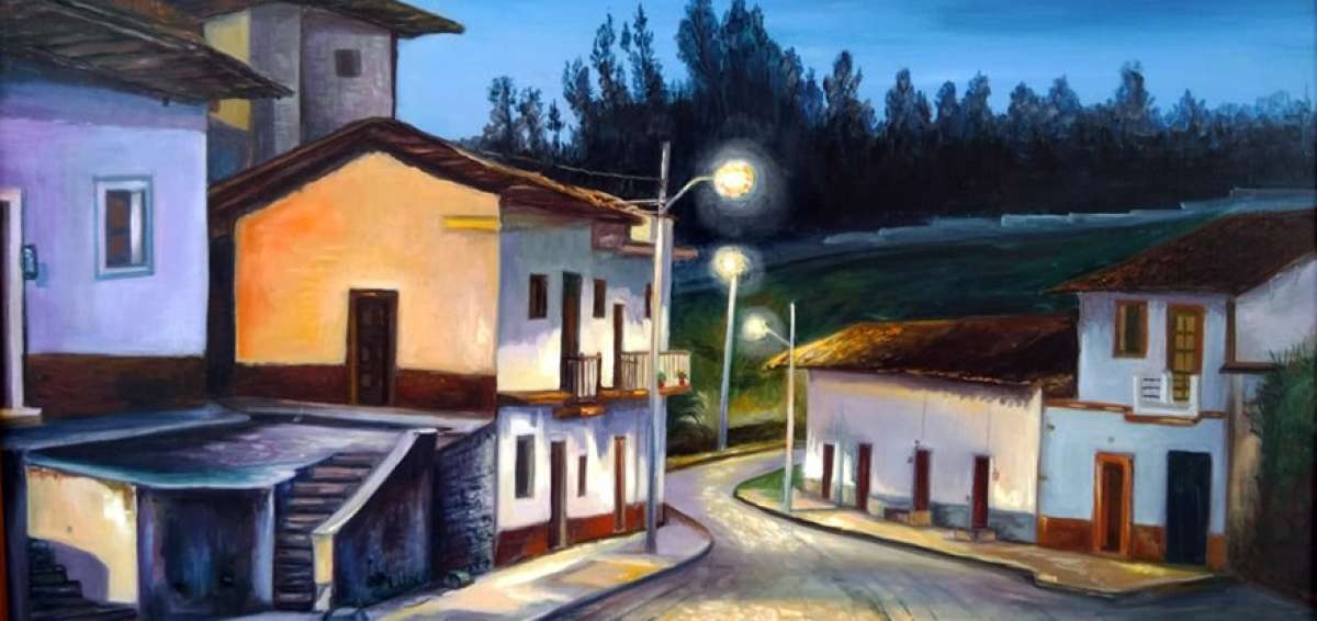 Barrio Gran Colombia, de Luis Rosero Mora, una de las obras que se expondr&aacute;n en &ldquo;De pluma y pincel, escenarios carchenses&rdquo;.