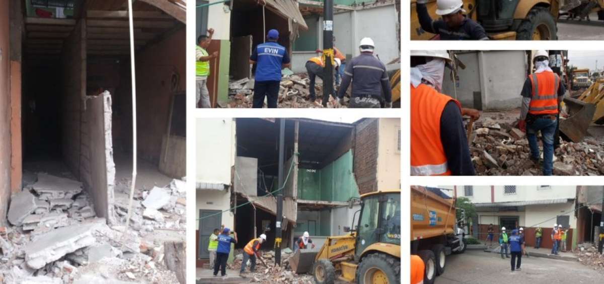 Vivienda afectada por temblores es demolida en el suroeste de Guayaquil