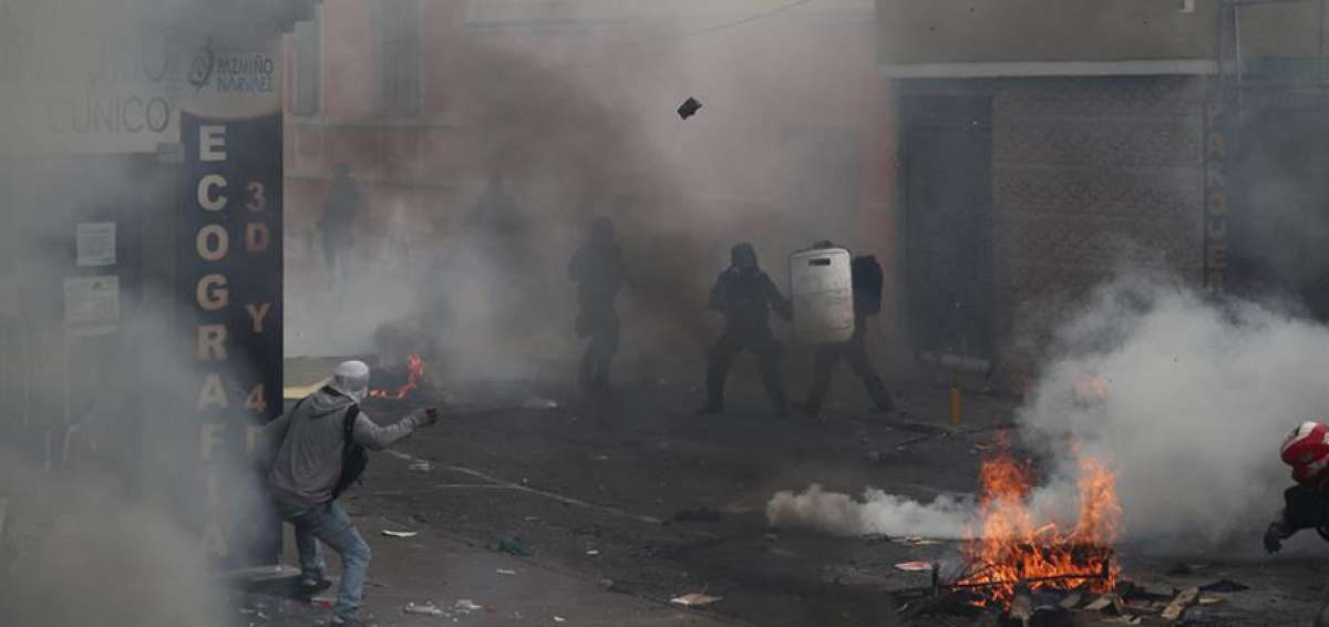 Se registran disturbios entre manifestantes ind&iacute;genas y miembros de la Polic&iacute;a Nacional.