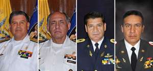 (De izq. a der.) Oswaldo Zambrano, &Aacute;ngel Sarzosa, C&eacute;sar Merizalde, Luis Miguel Castro, designados hoy por decreto ejecutivo. 