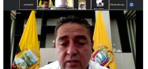 Ra&uacute;l Delgado, presidente nacional de AME y alcalde de Paute, dirigi&oacute; la sesi&oacute;n de manera virtual.