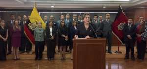 La presidenta de la Corte Nacional de Justicia, Paulina Aguirre, durante su intervenci&oacute;n.