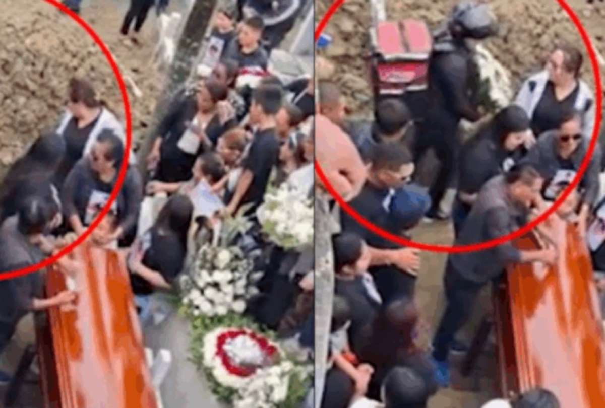 El repartidor cayó en la tumba mientras entregaba flores durante un funeral.