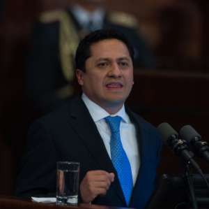 El ministro, Rafael Poveda, en su intervenci&oacute;n en el Informe a la Naci&oacute;n. Foto: Marco Salgado/ EL TEL&Eacute;GRAFO.