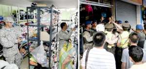 Los militares inspeccionaron varios locales. Comerciantes se enfrentaron con las autoridades. 