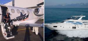 El jet privado de Nyamer Jr. es un modelo Embraer Phenom 100E, comprado en julio de 2015. Su yate es un Azimut 78.
