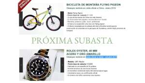 Una bicileta y un reloj ser&aacute;n los primeros objetos a rematar. Foto: Captura de pantalla de la p&aacute;gina http://www.subastasparaelpueblo.com