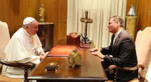 La reuni&oacute;n entre el Papa y el presidente Correa se dio a las 05:00 de Ecuador. FOTO: Presidencia de la Rep&uacute;blica 