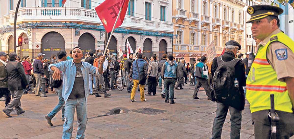 La marcha del mi&eacute;rcoles pasado fue convocada por la Confederaci&oacute;n de Nacionalidades Ind&iacute;genas del Ecuador (Conaie) en Quito. Foto: Miguel Jim&eacute;nez / El Tel&eacute;grafo