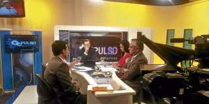 Los panelistas durante el debate registrado en el programa Pulso Pol&iacute;tico, que transmiti&oacute; EcuadorTV. Foto: Twitter