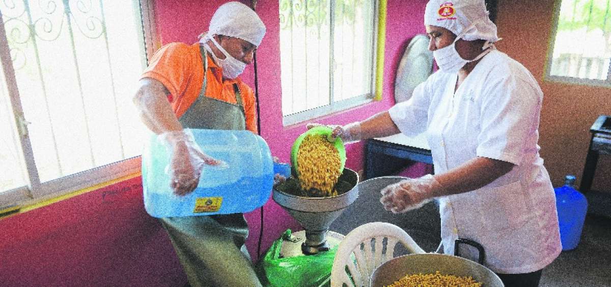 Los esposos mantenses Javier Garc&iacute;a y Jesenia Cando elaboran la leche de soya en Jaramij&oacute;. 