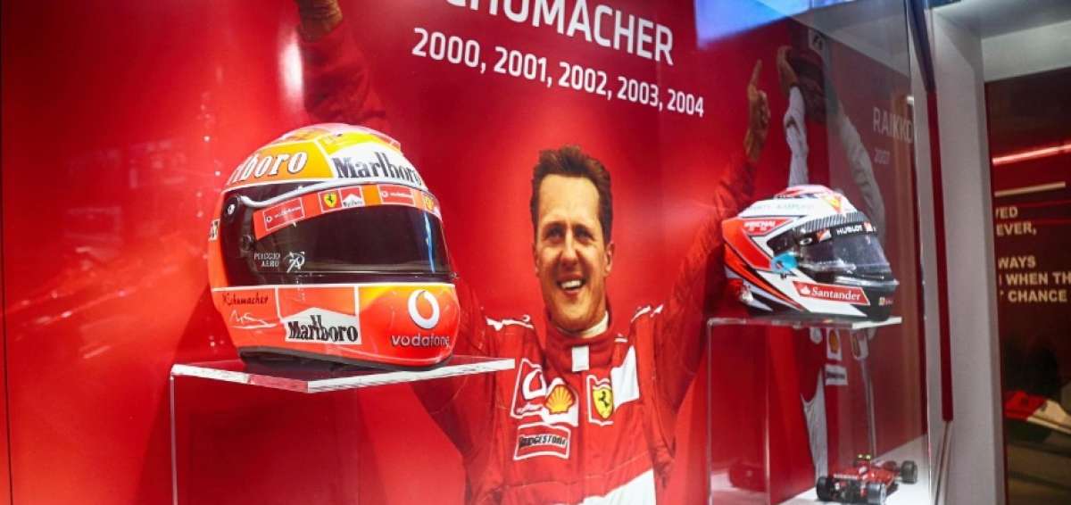 Vista de la exposici&oacute;n "Michael 50" que el Museo Ferrari dedica al expiloto de F&oacute;rmula Uno Michael Schumacher coincidiendo con el 50 cumplea&ntilde;os del siete veces campe&oacute;n mundial.