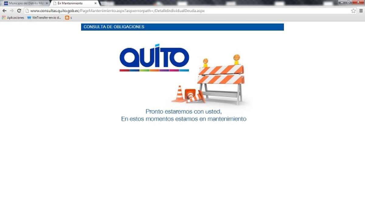 Problemas en p&aacute;gina web del Municipio no permiten consultar pago de prediales en Quito