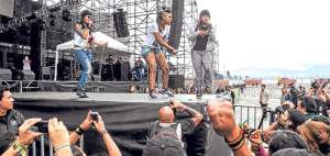 &lsquo;Rima Roja&rsquo; tr&iacute;o de Hip Hop, agrupaci&oacute;n participante en la edici&oacute;n del a&ntilde;o pasado, realizada en el Parque Bicentenario de Quito. Foto: Archivo