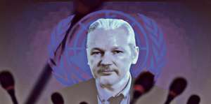 El fundador de WikiLeaks, Julian Assange, habl&oacute; en videoconferencia ante el Consejo de Derechos Humanos de la ONU, en Ginebra. Foto: AFP