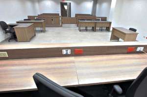 Una de las salas de audiencia utilizadas por los magistrados que ahora conocen las causas a trav&eacute;s de un sistema inform&aacute;tico aleatorio. Foto: Cortes&iacute;a Presidencia de la Rep&uacute;blica