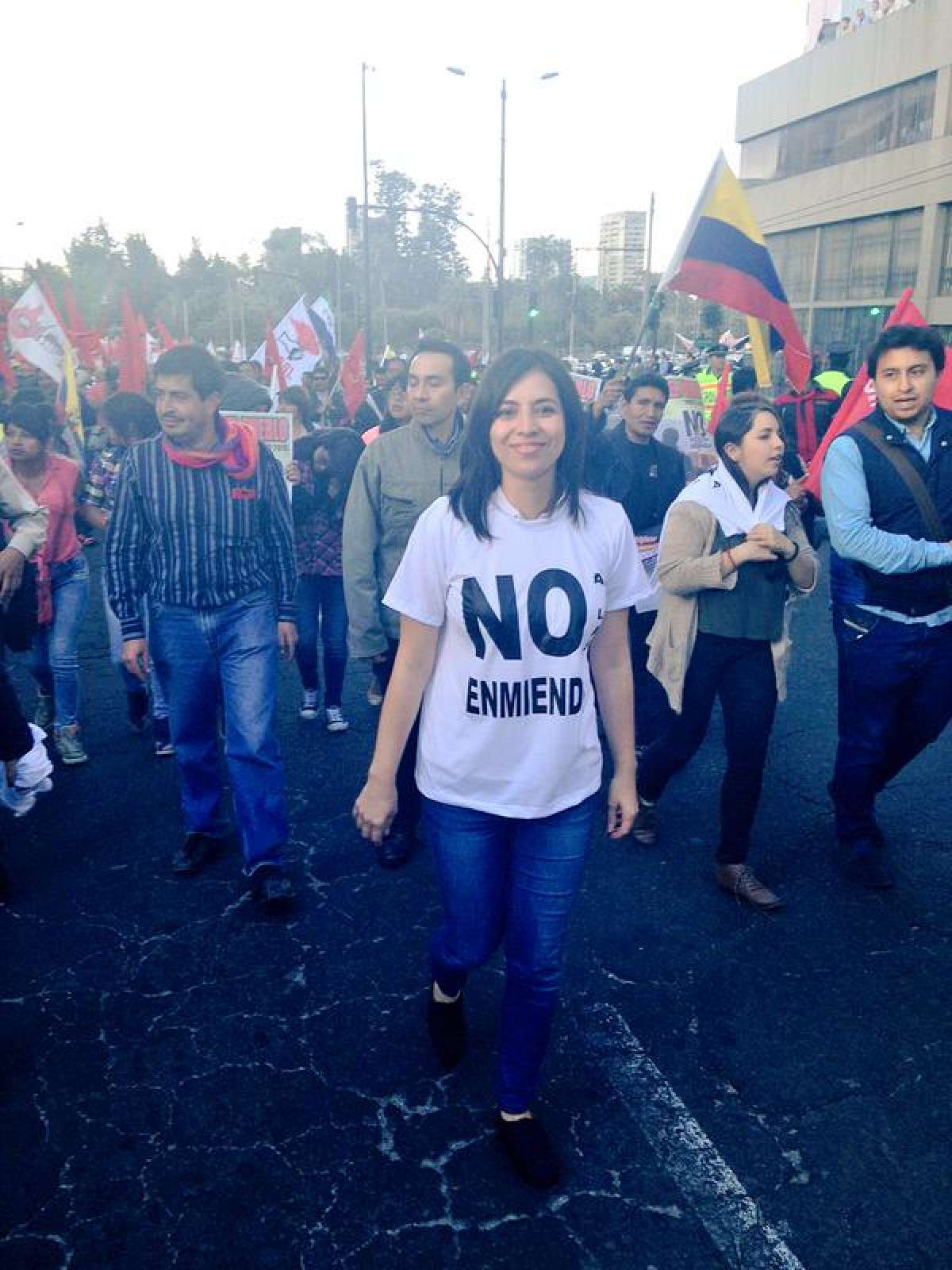 Daniela Chac&oacute;n, vicealcaldesa del Municipio de Quito, particip&oacute; en las movilizaciones por el centro hist&oacute;rico de Quito. Foto: Tomado del Twitter de Daniela Chac&oacute;n. 