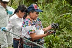 La activista guatemalteca constat&oacute; el da&ntilde;o causado por la petrolera en la Amazon&iacute;a. Foto: Canciller&iacute;a
