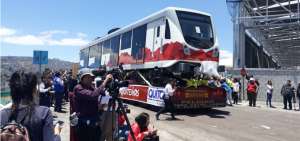 El primer tren y seis vagones llegaron hasta la Estaci&oacute;n en Quitumbe, al sur de la ciudad. 