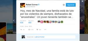 Correa: &ldquo;Hoy una familia est&aacute; de luto por los violentos de siempre&rdquo;