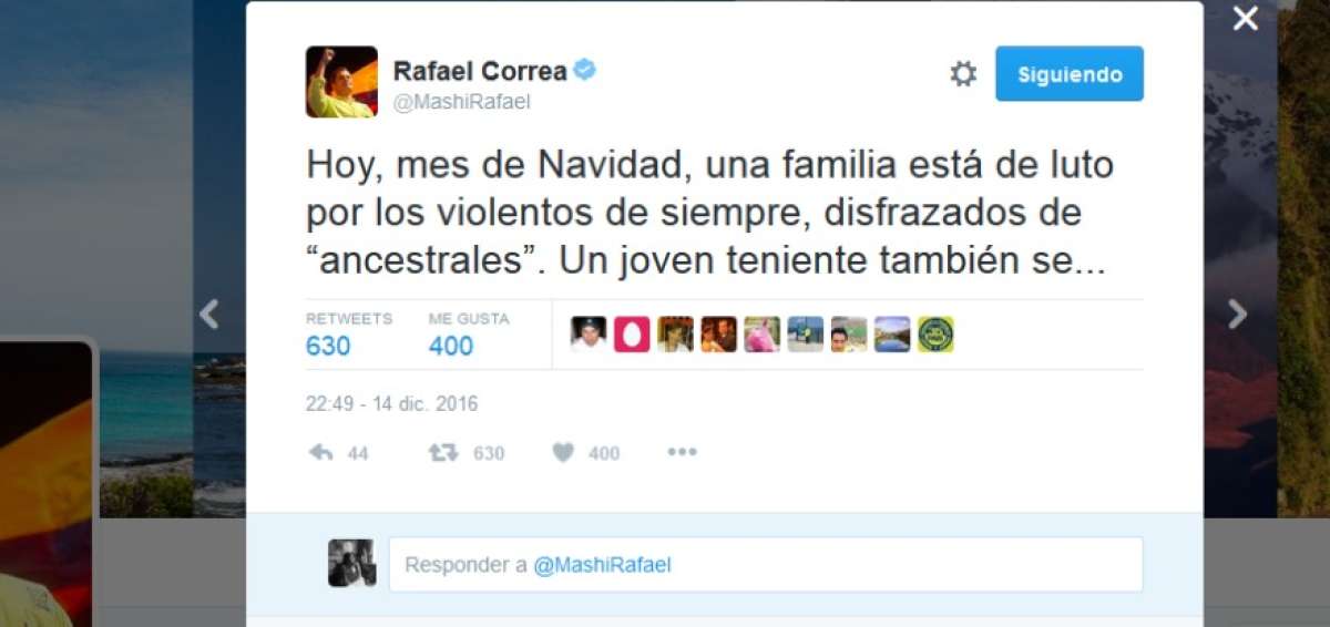 Correa: &ldquo;Hoy una familia est&aacute; de luto por los violentos de siempre&rdquo;