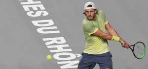 Lucas Pouille durante su partido de semifinal frente a Ilyia Ivashka.