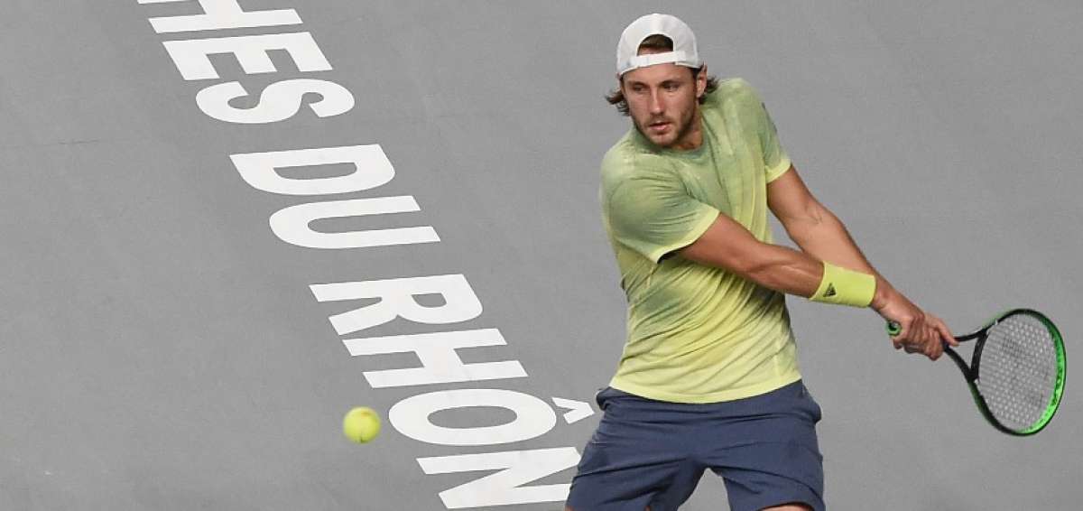 Lucas Pouille durante su partido de semifinal frente a Ilyia Ivashka.