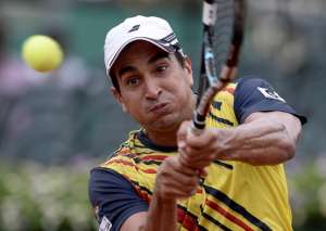 Julio Campozano cay&oacute; derrotado ante Dutra Silva de Brasil, por parciales de 4-6; 6-2; 4-6 y 4-6. FOTO: KARLY TORRES/EL TELEGRAFO