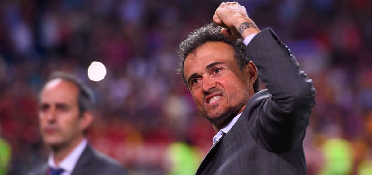 El estratega espa&ntilde;ol Luis Enrique festeja una de las tantas victorias durante uno de los encuentros con el FC Barcelona, en la liga ib&eacute;rica.