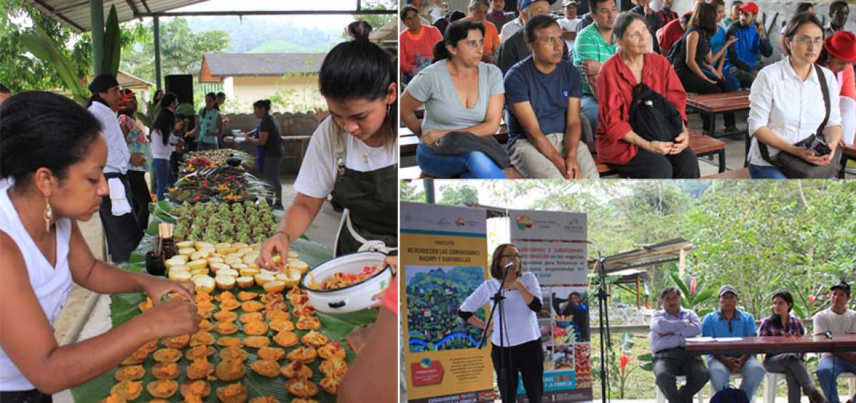 Productos elaborados por chefs comunitarios y productores locales iniciaron la escuela agroecol&oacute;gica en mashpi.