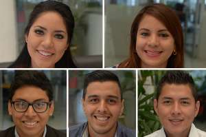 Arriba: Cecilia Drouet y Nataly Moncada. Abajo (de izquierda a derecha): Kevin Chalco, Joel Alvarado y Jefferson Merch&aacute;n. 