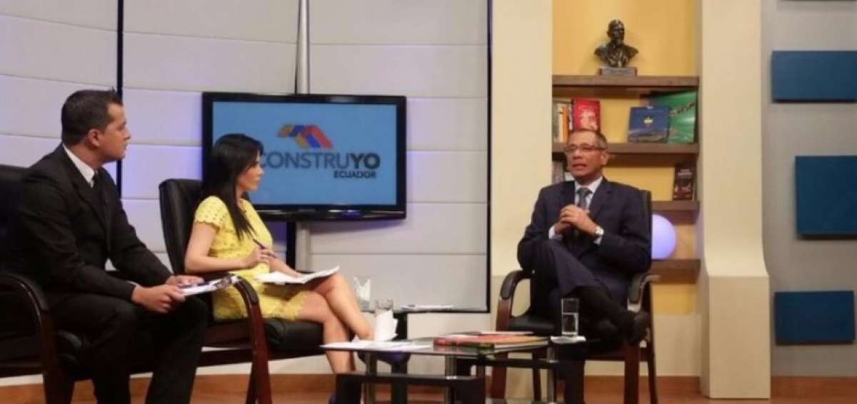 El vicepresidente Jorge Glas durante una entrevista en Oromar  TV. 