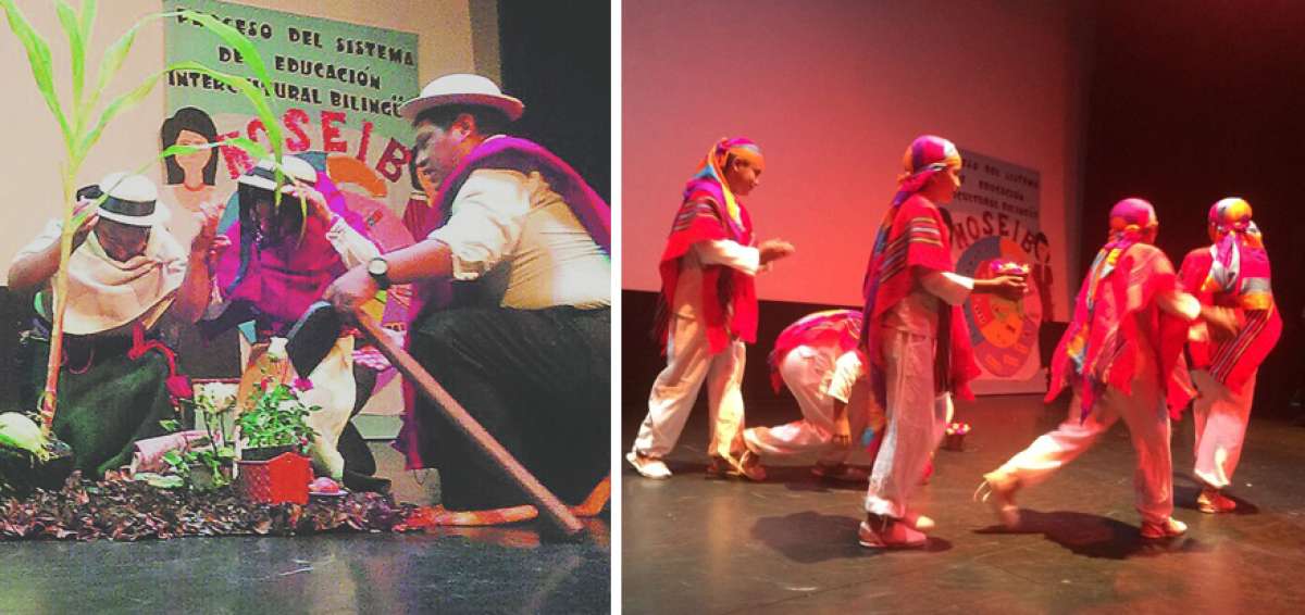 Los profesores recrearon la siembra de &aacute;rboles en el auditorio Sim&oacute;n Bol&iacute;var. Los ni&ntilde;os, en cambio, danzaron.  