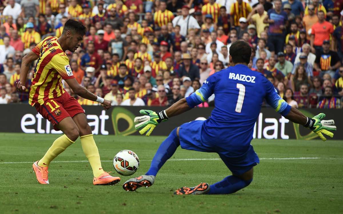 Neymar anot&oacute; los 2 goles que le dieron la victoria al FC Barcelona frente al Athletic Bilbao. Foto: AFP