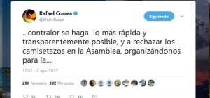 Correa pide celeridad en concurso para elegir a nuevo contralor
