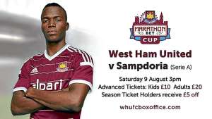 &Eacute;nner Valencia pos&oacute; con su nuevo uniforme y particip&oacute; en la promoci&oacute;n de un partido amistoso que disputar&aacute; su club contra la Sampdoria. Foto:  tomada del twitter del west ham.