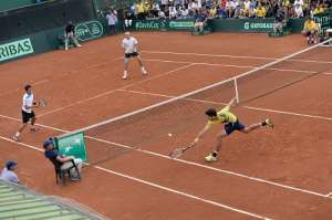 La dupla brasile&ntilde;a de Marcelo Melo y Bruno Soares se impuso hoy a la ecuatoriana de Geovanny Lapentti y Gonzalo Escobar en tres sets. Foto: Karly Torres / El Tel&eacute;grafo 