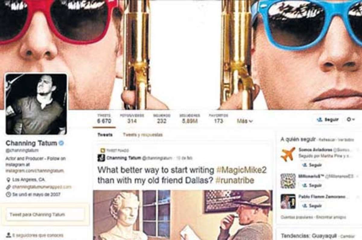 La cuenta de Twitter del actor y modelo estadounidense, Channing Tatum, fue uno de las primeras en modificar la presentaci&oacute;n de su perfil. Foto: captura de pantalla de la cuenta @channingtatum