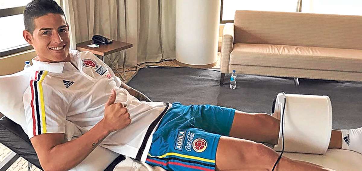 El volante James Rodr&iacute;guez realiza terapias a fin de recuperarse y estar disponible para el partido del pr&oacute;ximo martes ante los &lsquo;charr&uacute;as&rsquo;.