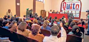 Alrededor de 80 integrantes de organizaciones populares, sociales y gremiales asistieron ayer a la publicaci&oacute;n del manifiesto de la Asambela Popular Ciudadana. Foto: Fernando Sandoval/ El Tel&eacute;grafo