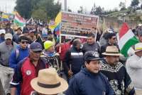 Varios ciudadanos encabezaron marchas en contra de ciudadanos venezolanos en Pelileo.