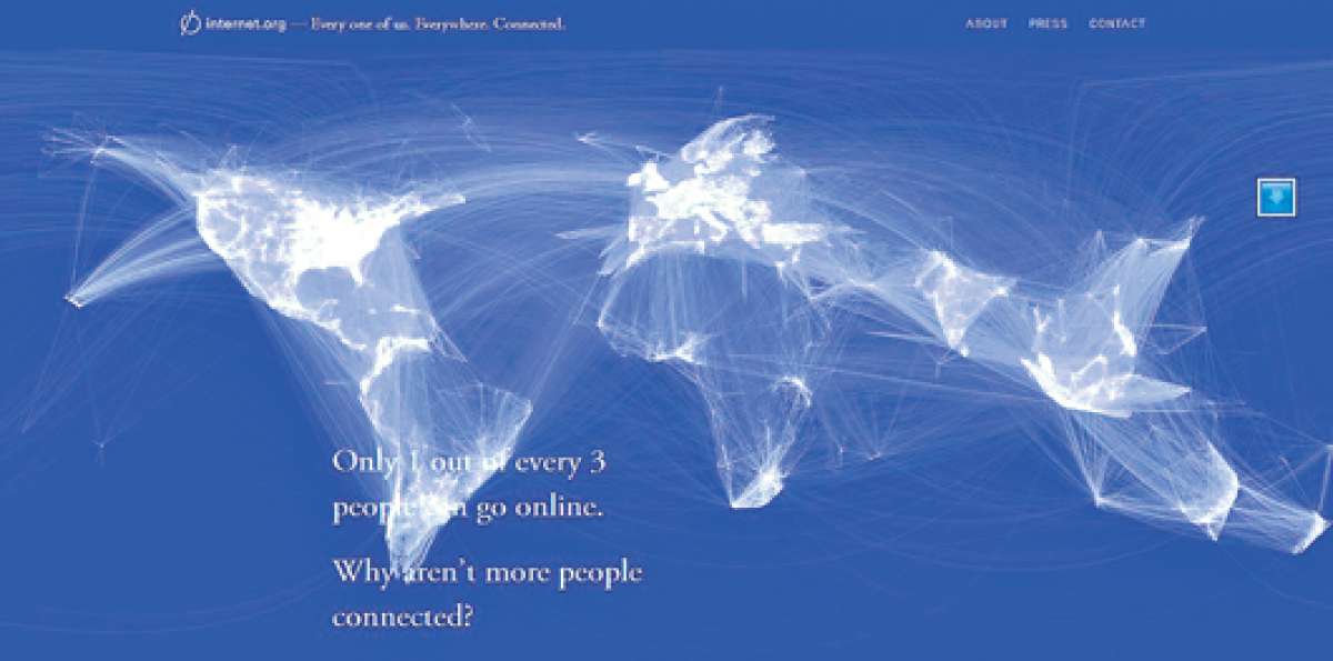 La iniciativa, en su portal web, informa que solo el 3% de la poblaci&oacute;n mundial tiene acceso a internet. Foto: Captura de pantalla de internet.org